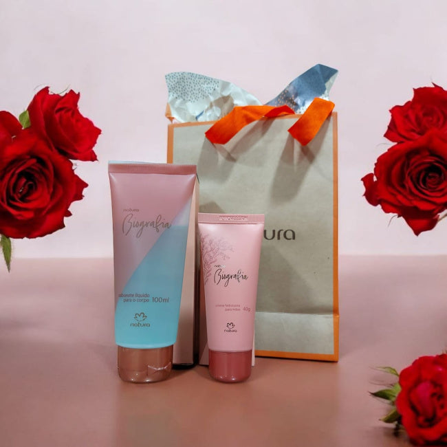 Kit Presente Dia das Mães: Biografia Feminino - Sabonete Líquido + Creme para Mãos + Sacola Para Presente